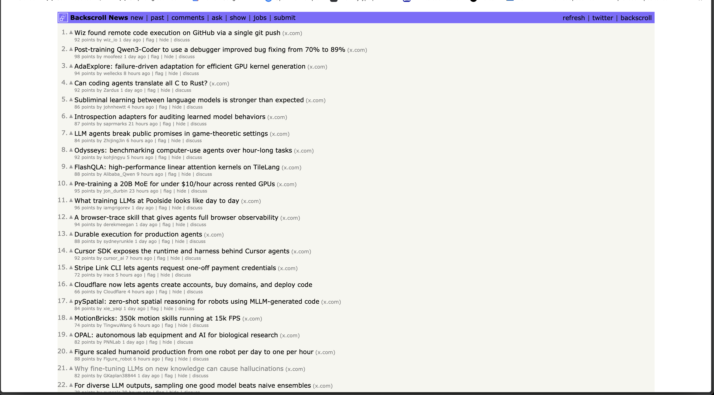 Backscroll News alternate view